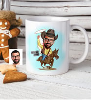 BK Gift Kişiye Özel Bay Kovboy Karikatür Beyaz Kupa Bardak