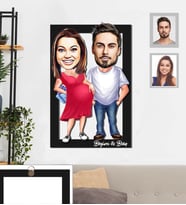 Kişiye Özel Sevgili Karikatürlü 3D Ahşap Tablo 30x47  Model 14
