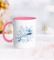 BK Gift Kişiye Özel Yılbaşı Mutlu Yıllar Pembe Kupa ve Kar Tanesi Kolye-12 (Model 1)