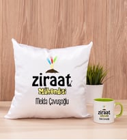 Ziraat Mühendisi Kare Yastık ve Yeşil Kupa Bardak