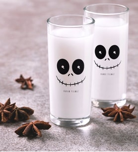 BK Gift Kişiye Özel Renkli Baskılı Sevimli Korkunç Yüz İkili Rakı Bardağı Seti-1 (Beyaz)