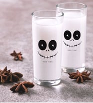 BK Gift Kişiye Özel Renkli Baskılı Sevimli Korkunç Yüz İkili Rakı Bardağı Seti-1 (Beyaz)