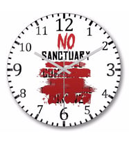 No Sanctuary  Duvar Saati Bombeli Gercek Cam