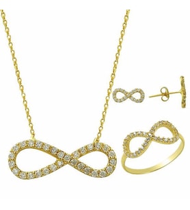 Üçlü Set Sonsuzluk 5,02 Gram 14 Ayar Altın (Çok Renkli)