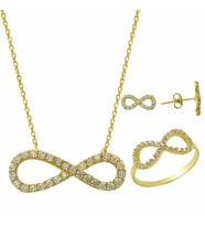Üçlü Set Sonsuzluk 5,02 Gram 14 Ayar Altın (Çok Renkli)