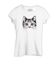 Kedi - Yüz Beyaz Kadın Tshirt