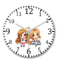 Anime Chibi  Duvar Saati Bombeli Gercek Cam