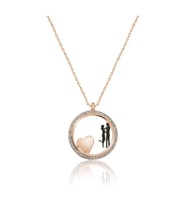 Sevgililer Kalp Aşk Halka Kolye Rose Gold Kaplama Gümüş Uvps100571
