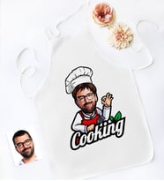 BK Gift Kişiye Özel Bay Chef Karikatürlü Mutfak Önlüğü-14 (Beyaz)