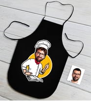 BK Gift Kişiye Özel Bay Chef Karikatürlü Siyah Mutfak Önlüğü-12