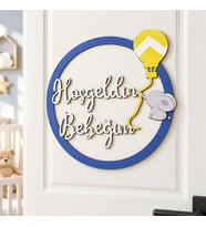 İsme Özel Hoşgeldin Bebeğim Yazılı Ahşap Kapı Süsü