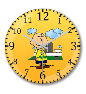 Charlie Brown Duvar Saati Bombeli Gercek Cam
