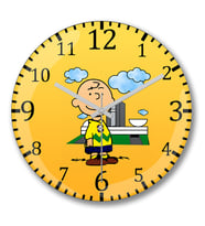 Charlie Brown Duvar Saati Bombeli Gercek Cam