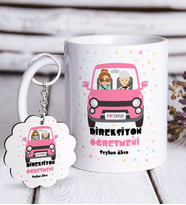 BK Gift Kişiye Özel Direksiyon Öğretmeni Beyaz Kupa ve Anahtarlık Hediye Seti (Model 1)