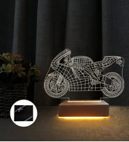 Yarış Motoru 3d Gece Lambası Doğum Günü Hediyesi Lamba (Sarı)