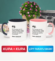 İkili Çiftlere Özel Eş Kupa Bardak Siyah Pembe