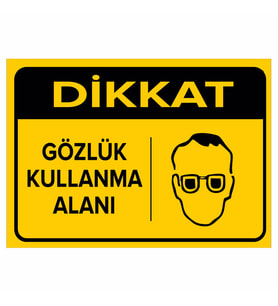 MIGNATIS - Dikkat Gözlük Kullanma Alanı Levhası - Sac Malzeme 50x70cm