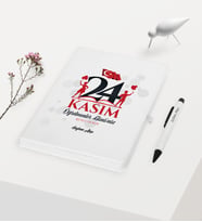 BK Gift Kişiye Özel Öğretmenler Gününüz Kutlu Olsun Temalı Beyaz Defter Kalem Hediye Seti - 2