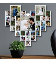 Kişiye Özel Baskılı Fotoğraflı Ahşap Kalp Tablo - Kişiye Özel Duvar Tablosu (Beyaz)