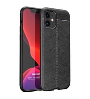 Microsonic Apple iPhone 12 Max Kılıf Deri Dokulu Silikon Siyah