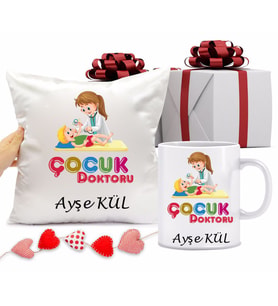 Çocuk Doktoru Kupa Bardağı ve Yastığı Hediye Seti (Model 1)