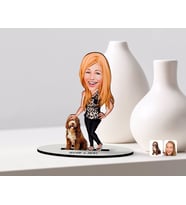 BK Gift Kişiye Özel Evcil Dost Karikatürlü Ahşap Biblo Model-3 (Beyaz)