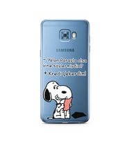 Snoopy Tasarımlı Süper Şeffaf Silikon Telefon Kılıfı Samsung C5 Pro  
