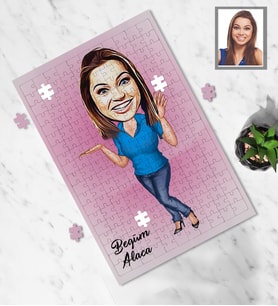 Kişiye Özel Patron Karikatürlü A4 99 Parça Puzzle Bayan-11