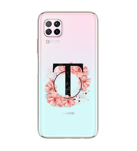 Pembe Çiçekli Harf Tasarım Süper Şeffaf Silikon Telefon Kılıfı Huawei P40 Lite T