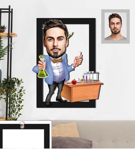 Kişiye Özel Öğretmen Karikatürlü 3D Ahşap Tablo 30x47 Bay-3