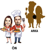 Kişiye Özel Aşçı Sevgili Karikatürlü Ahşap Magnet Model-2