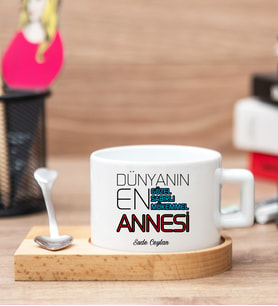 Dünyanın En İyi Annesi Ahşap Altlıklı Fincan Seti