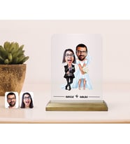 BK Gift Kişiye Özel Sevgililer Karikatürlü Çerçeve-16 (Beyaz)