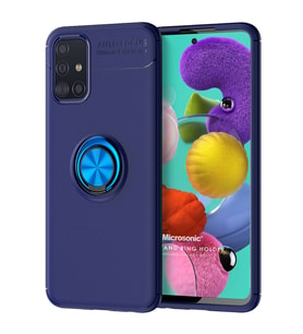 Microsonic Samsung Galaxy A71 Kılıf Kickstand Ring Holder Lacivert