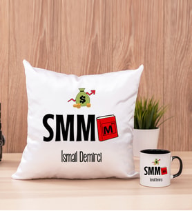Mali Müşavir Kare Yastık ve Siyah Kupa Bardak