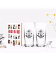 BK Gift Kişiye Özel Renkli Baskılı Kaptan Tasarımlı İkili Rakı Bardağı ve Rakı Cep Kitabı Hediye Seti-7 (Model 1)