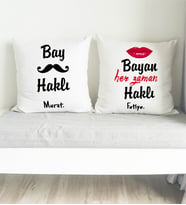 Kişiye Özel Bay & Bayan Haklı Çift Sevgili Yastığı