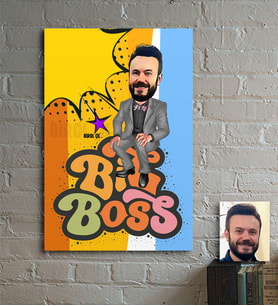 BK Gift Kişiye Özel Bay Big Boss Karikatür Ahşap Tablo  4