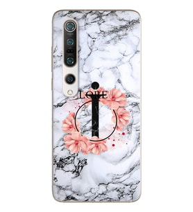 Mermer Çiçekli Harf Tasarım Süper Şeffaf Silikon Telefon Kılıfı Xiomai Mi10- Mi 