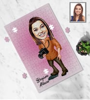 Kişiye Özel Fotoğrafçı Karikatürlü A3 130 Parça Puzzle Bayan-2