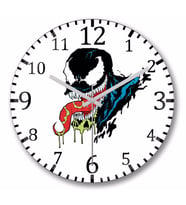 Venom  Logo  Duvar Saati Bombeli Gercek Cam