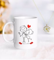 BK Gift Kişiye Özel Sevgililer Günü Kupa ve Çift İsimli Papatya Kolye-109 (Model 1)