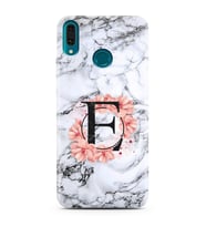 Mermer Çiçekli Harf Tasarım Süper Şeffaf Silikon Telefon Kılıfı Huawei Y9 (2019)
