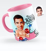 BK Gift Kişiye Özel Bay Boksör Karikatürlü Pembe Kupa Bardak  1