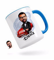 BK Gift Kişiye Özel Erkek Patron Karikatürlü Mavi Kupa Bardak-1