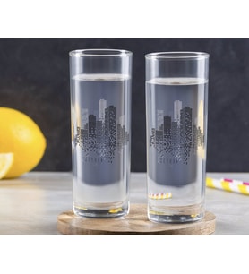 BK Gift Kişiye Özel Renkli Baskılı City Tasarımlı İkili Vodka Bardağı-1 (Beyaz)