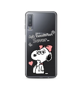 Snoopy Tasarımlı Süper Şeffaf Silikon Telefon Kılıfı Samsung A7 (2017)