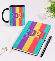 BK Gift Kişiye Özel 2024 Mutlu Yıllar Siyah Defter Kalem ve Kupa Seti-8 (Model 1)