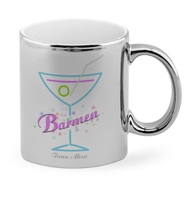 BK Gift Kişiye Özel Mesleki Barmen Krom Kupa Bardak  2