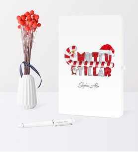 BK Gift Kişiye Özel Yılbaşı Mutlu Yıllar Temalı Beyaz Defter Kalem Seti - 2